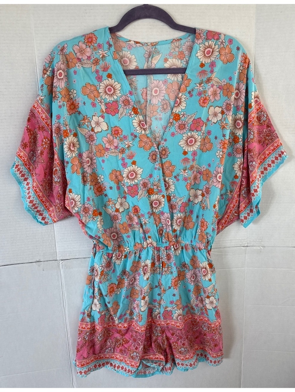 Women's Floral Print Rayon Viscose Romper Size S